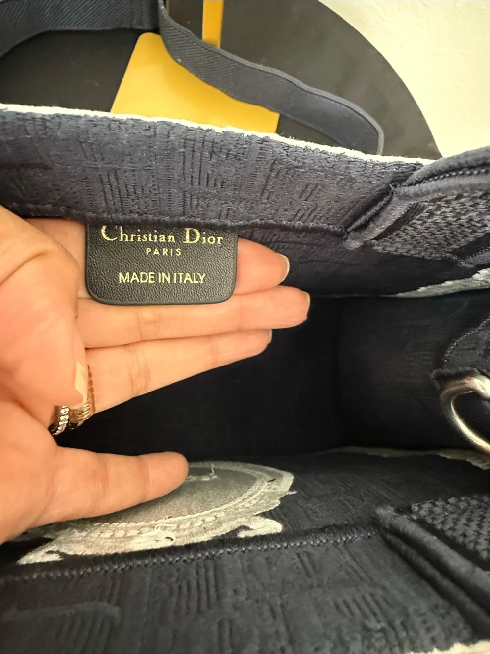 Dior Navy & White Embroidered Tote